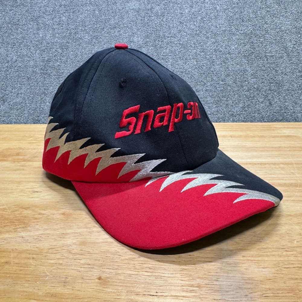 VTG Snap-On Hat OSFM 1990's Shockwave Patterned Tools Workwear Black Red